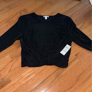 Bar III Shimmering Black Long Sleeve Top